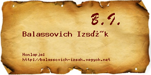 Balassovich Izsák névjegykártya